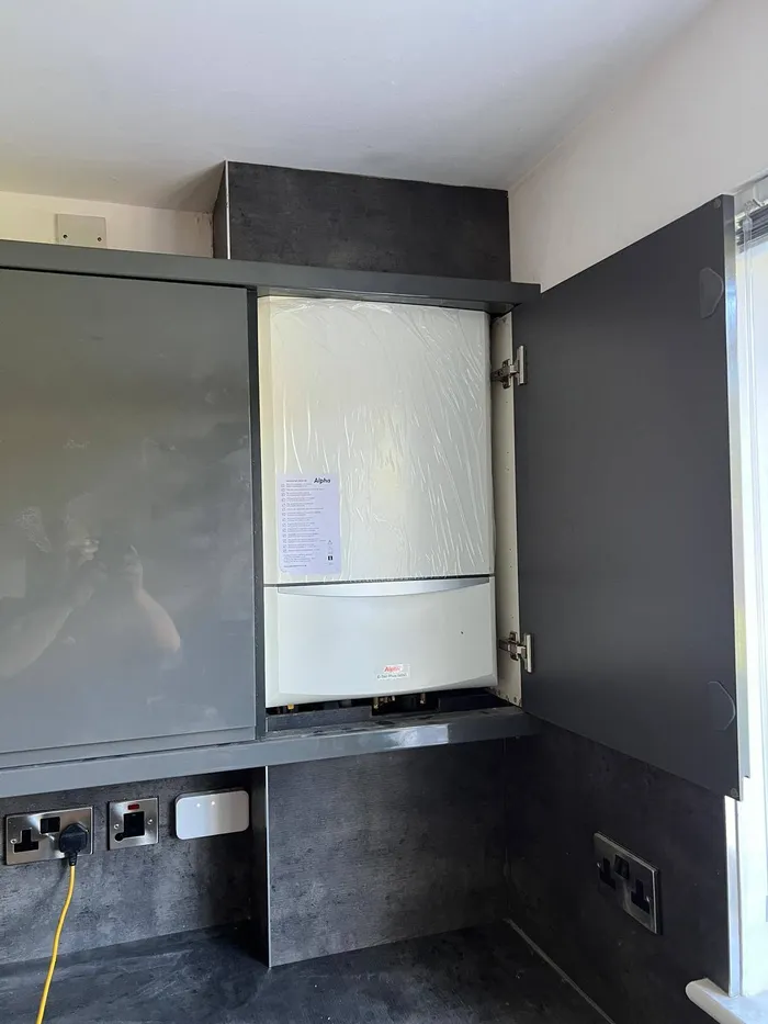 Kitchen after: new boiler fitted in the units